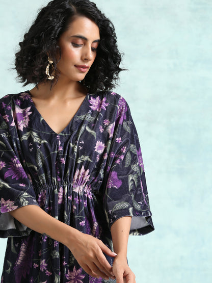 trueBrowns Black Printed Velvet Co-Ord Set - Distacart