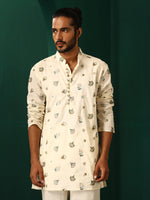 Thumbnail for trueBrowns Men's Ivory Blue Multi color Floral Cotton Co-ord Set - Distacart