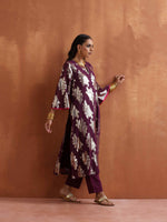 Thumbnail for trueBrowns Purple Metallic Straight Kurta Set