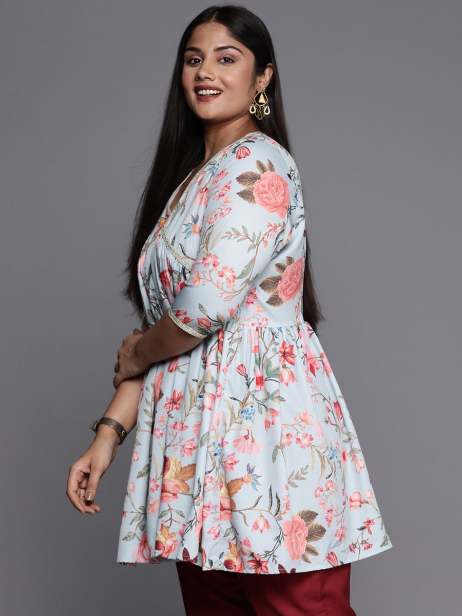 Ahalyaa Plus Size Floral Printed Tunic - Distacart