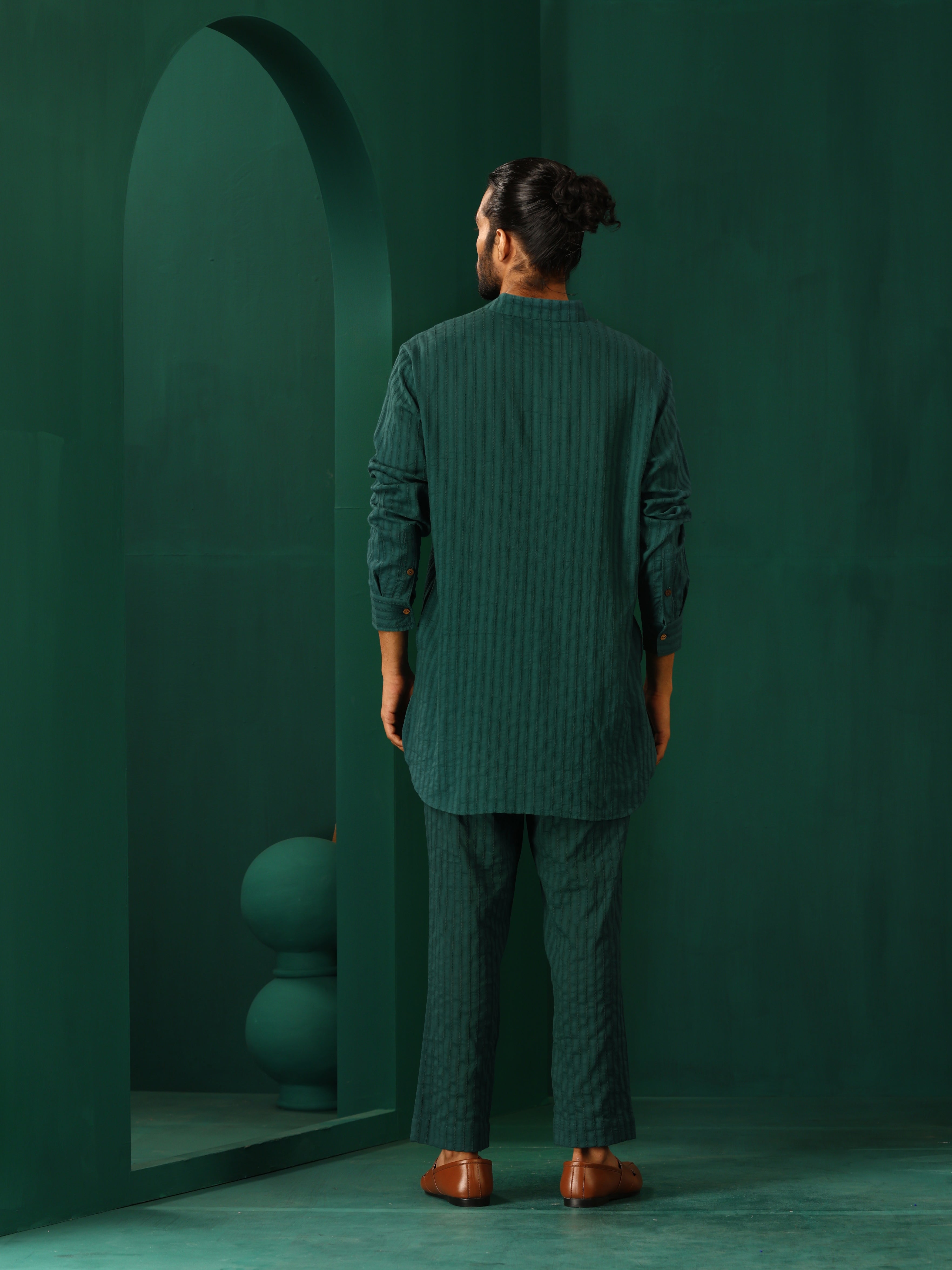 trueBrowns Men's Turquoise Dobby Co-ord Set - Distacart