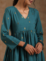 Thumbnail for trueBrowns Deep Sea Gold Cotton Kalidar Kurta Set - Distacart