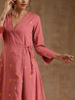 Thumbnail for trueBrowns Blush Gold Cotton Angrakha Kurta Set - Distacart