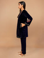 Thumbnail for trueBrowns Purple Velvet Embroidered Co-ord Set