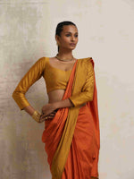 Thumbnail for trueBrowns Orange Silk Ready To Wear Saree