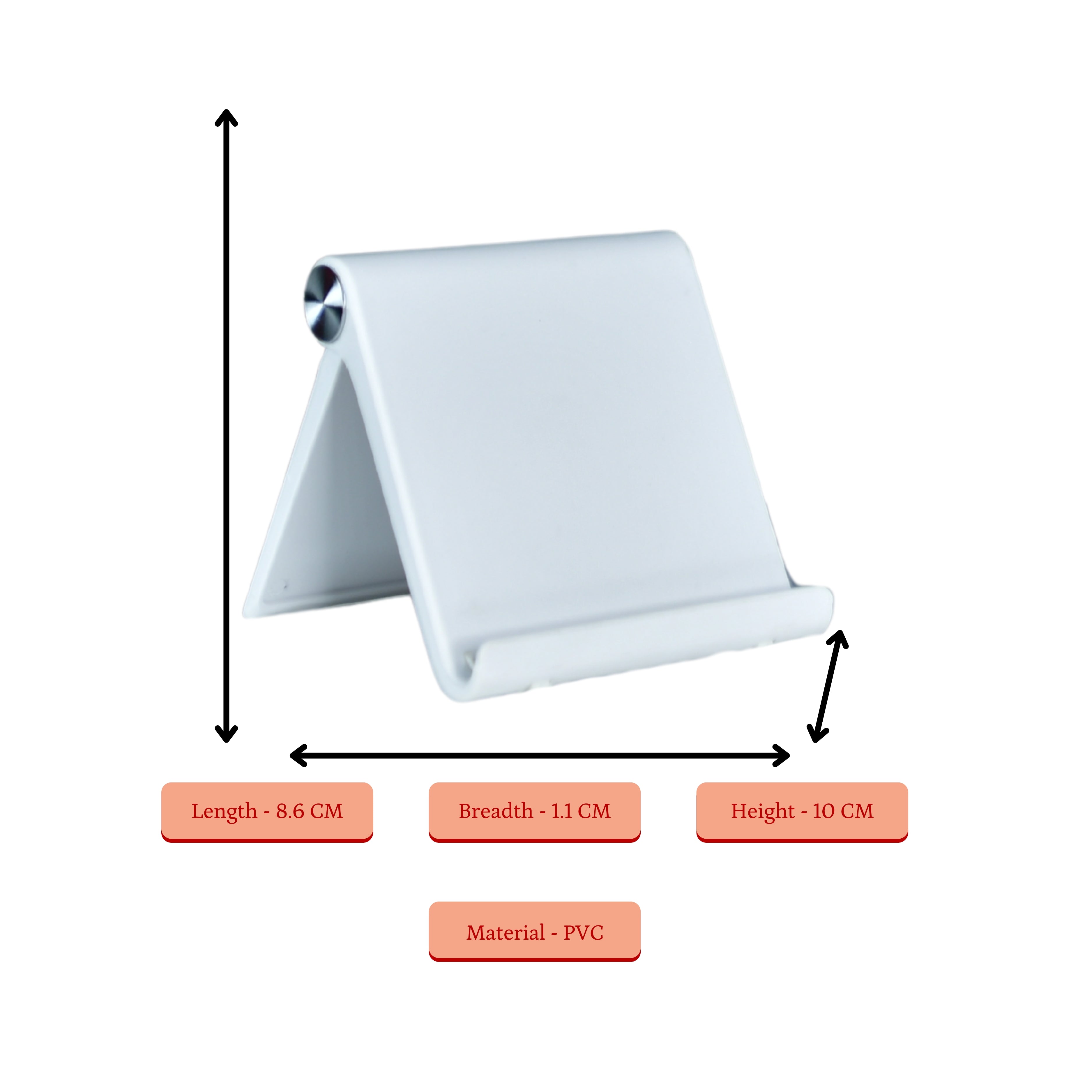 Sowpeace Trendy Adjustable Silver Tablet Stand with White Hinges