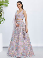 Thumbnail for House of Panchhi Pink Chiffon Sequins And Thread Embroidery Lehenga Choli & Printed Dupatta - Distacart