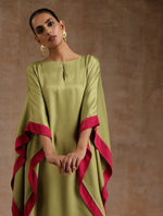 Thumbnail for trueBrowns Light Green Modal Satin High-Low Kaftan Kurta Set - Distacart