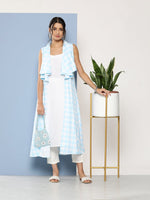 Thumbnail for Ahalyaa Women Blue & White Checked Kurta - Distacart