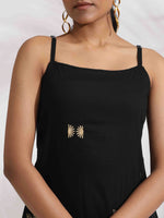 Thumbnail for trueBrowns Black Cotton Embroidered Straight Kurta Set