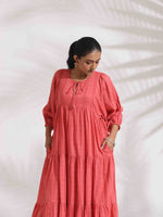 Thumbnail for trueBrowns Pink Cotton Tier Dress