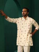 Thumbnail for trueBrowns Men's Ivory Multi color Floral Cotton Co-ord Set - Distacart