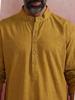 Thumbnail for trueBrowns Men's Mustard Mandarin Collar Kurta - Distacart