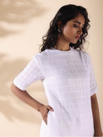 Thumbnail for trueBrowns White Cotton Dobby Kurta Pant Set - Distacart