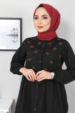 Thumbnail for Pimu Muslim Wear Women's Embroidered Top - Black