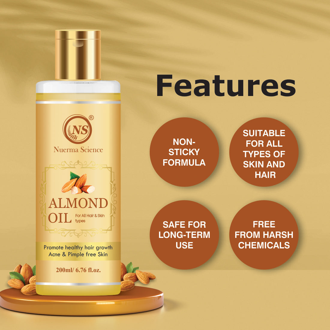 Nuerma Science Pure Almond Hair Oil for Natural Hair Growth - Distacart