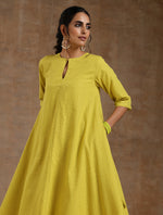 Thumbnail for trueBrowns Lime Gold Cotton Handkerchief Kurta Set - Distacart