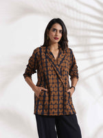 Thumbnail for trueBrowns Black Cotton Print Jacket Top Co-ord Set