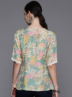 Thumbnail for Ahalyaa Floral Printed Tunic with Lace Inserts Detail - Distacart
