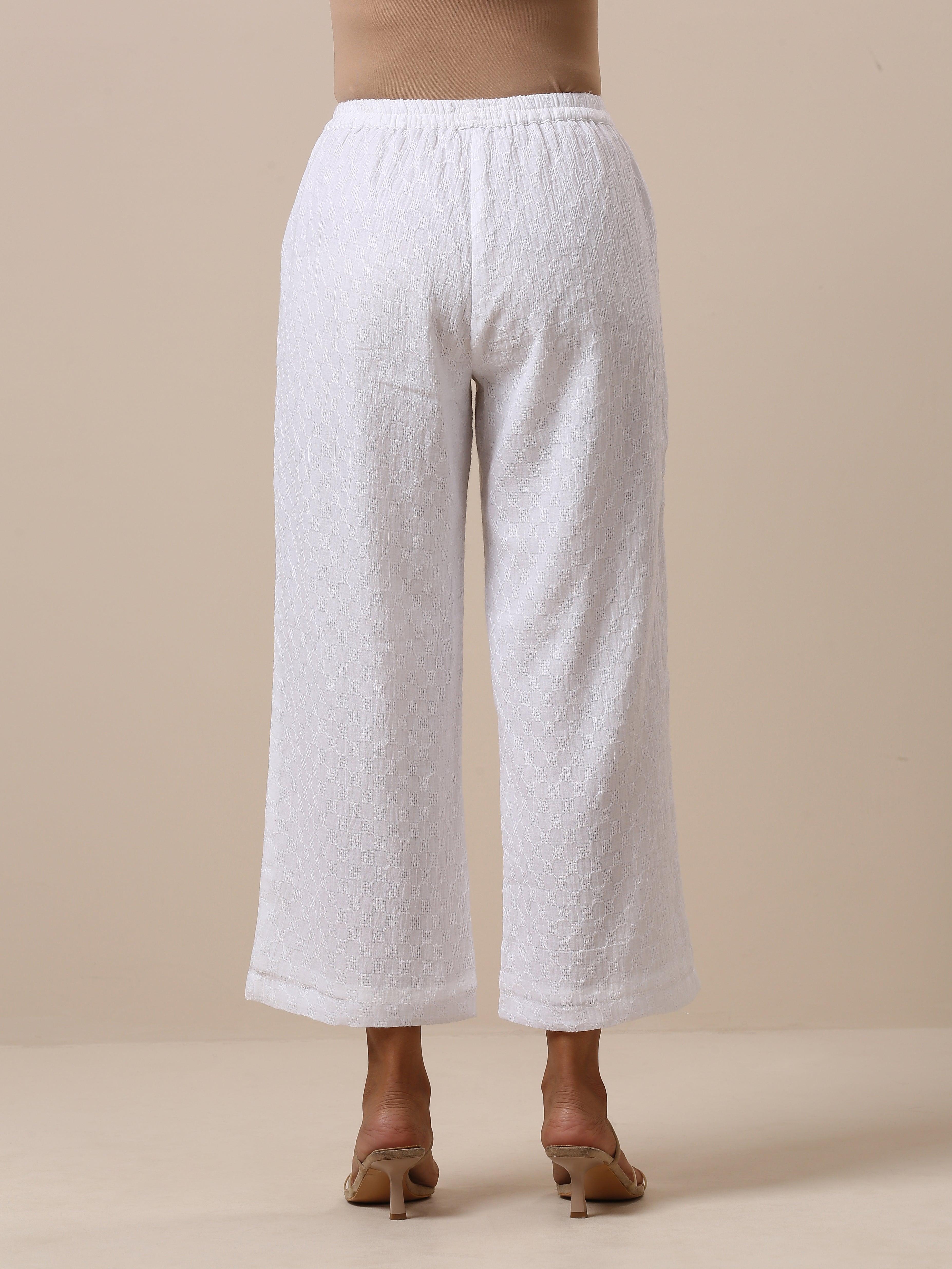 trueBrowns Cotton White Weave Pant - Distacart