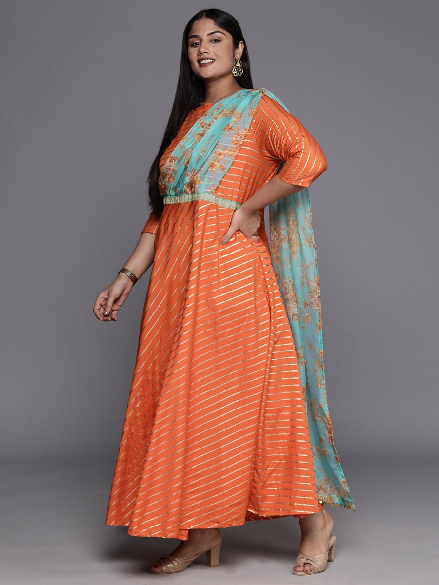 Ahalyaa Plus Size Boat neck Maxi Ethnic Dress - Distacart