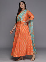 Thumbnail for Ahalyaa Plus Size Boat neck Maxi Ethnic Dress - Distacart