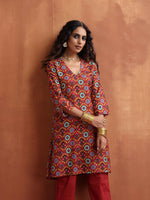 Thumbnail for trueBrowns Rust Print Kurta Co-ord Set