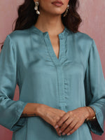 Thumbnail for trueBrowns Light Blue Modal Straight Kurta Co-ord Set