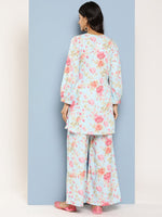 Thumbnail for Ahalyaa Women Floral Printed Regular Tunic with Palazzos - Distacart