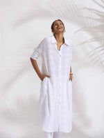 Thumbnail for trueBrowns White Cotton Schiffli Shirt Kurta Set