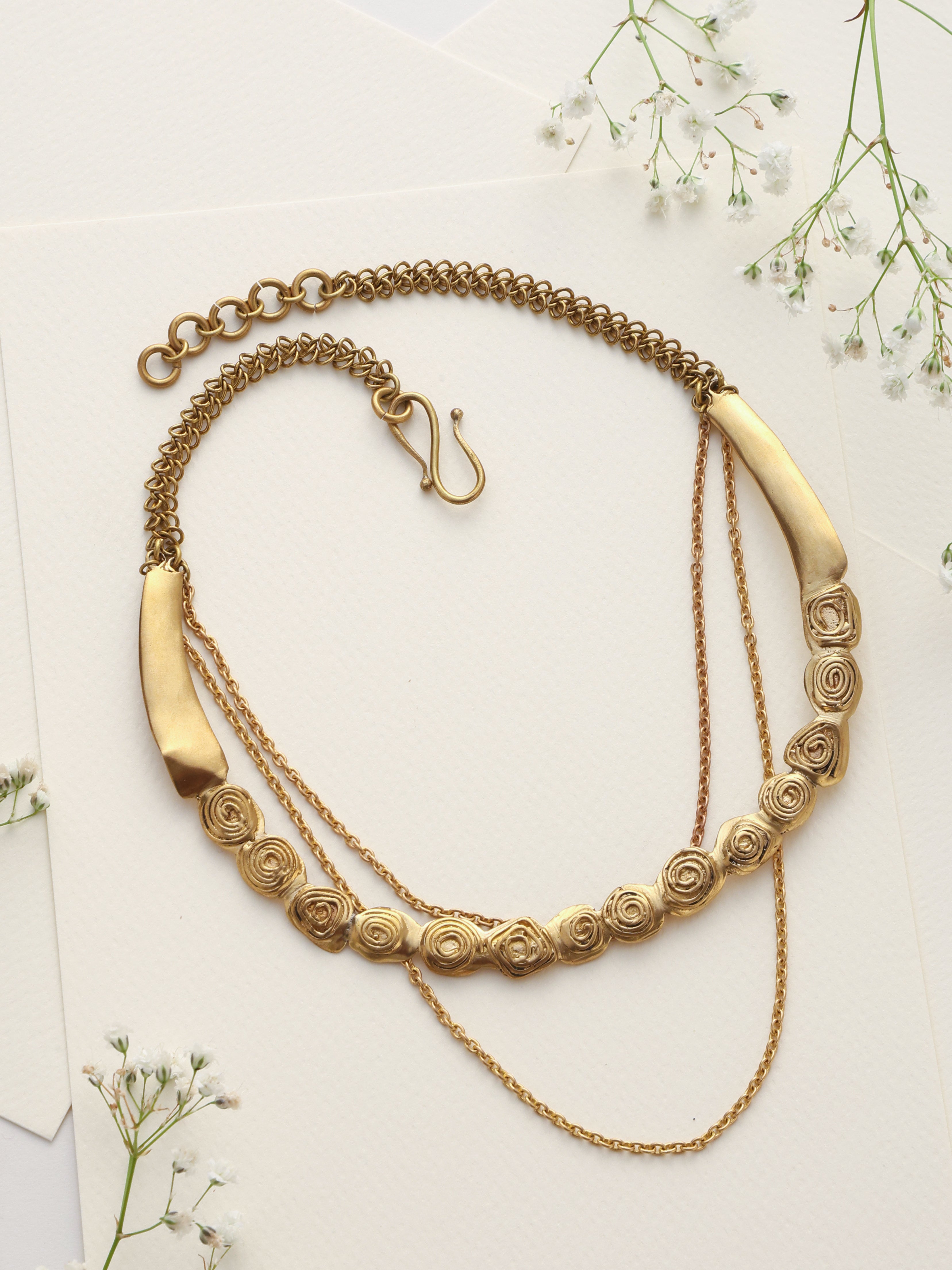 trueBrowns Brass Rose Layererd Necklace - Distacart