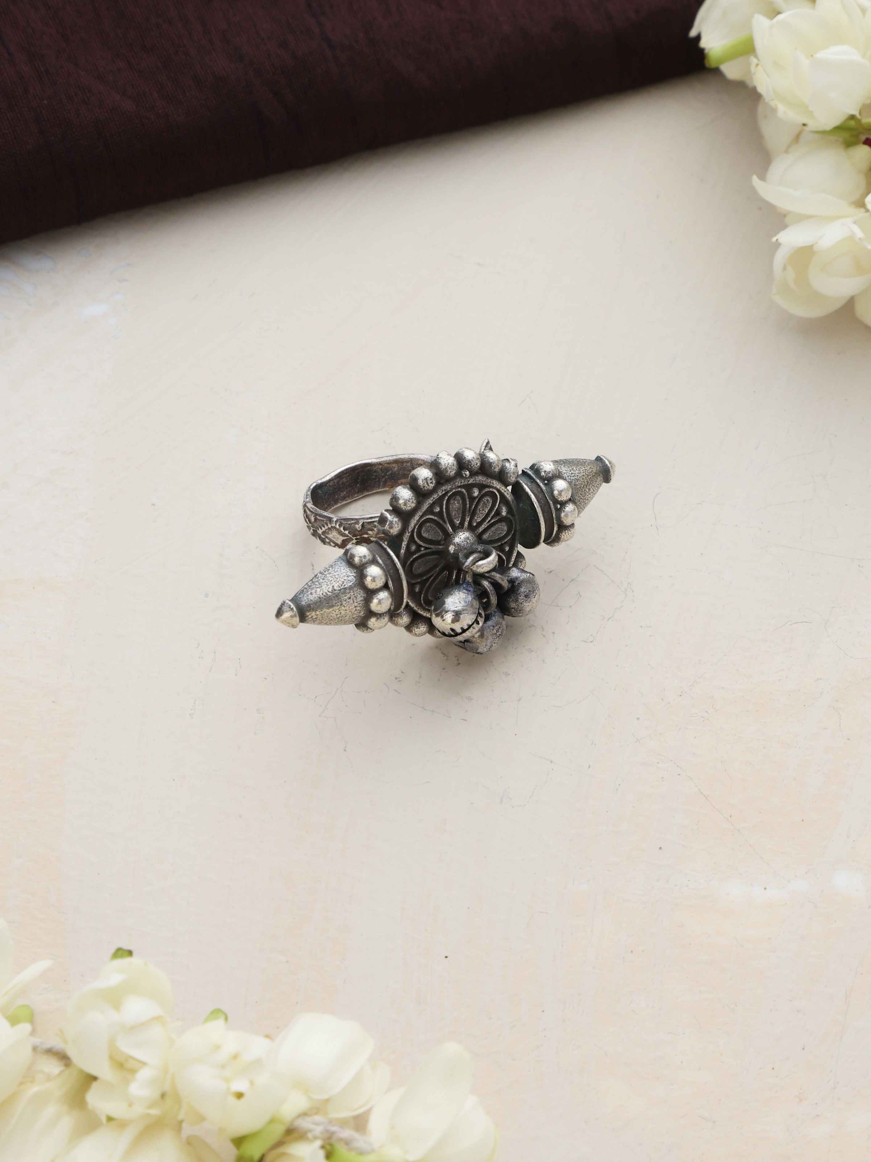 trueBrowns Silver Tone Ghungroo Ring - Distacart