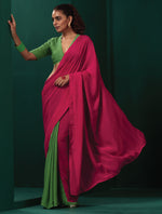 Thumbnail for trueBrowns Green Muslin Silk Deep V-Neck Blouse - Distacart