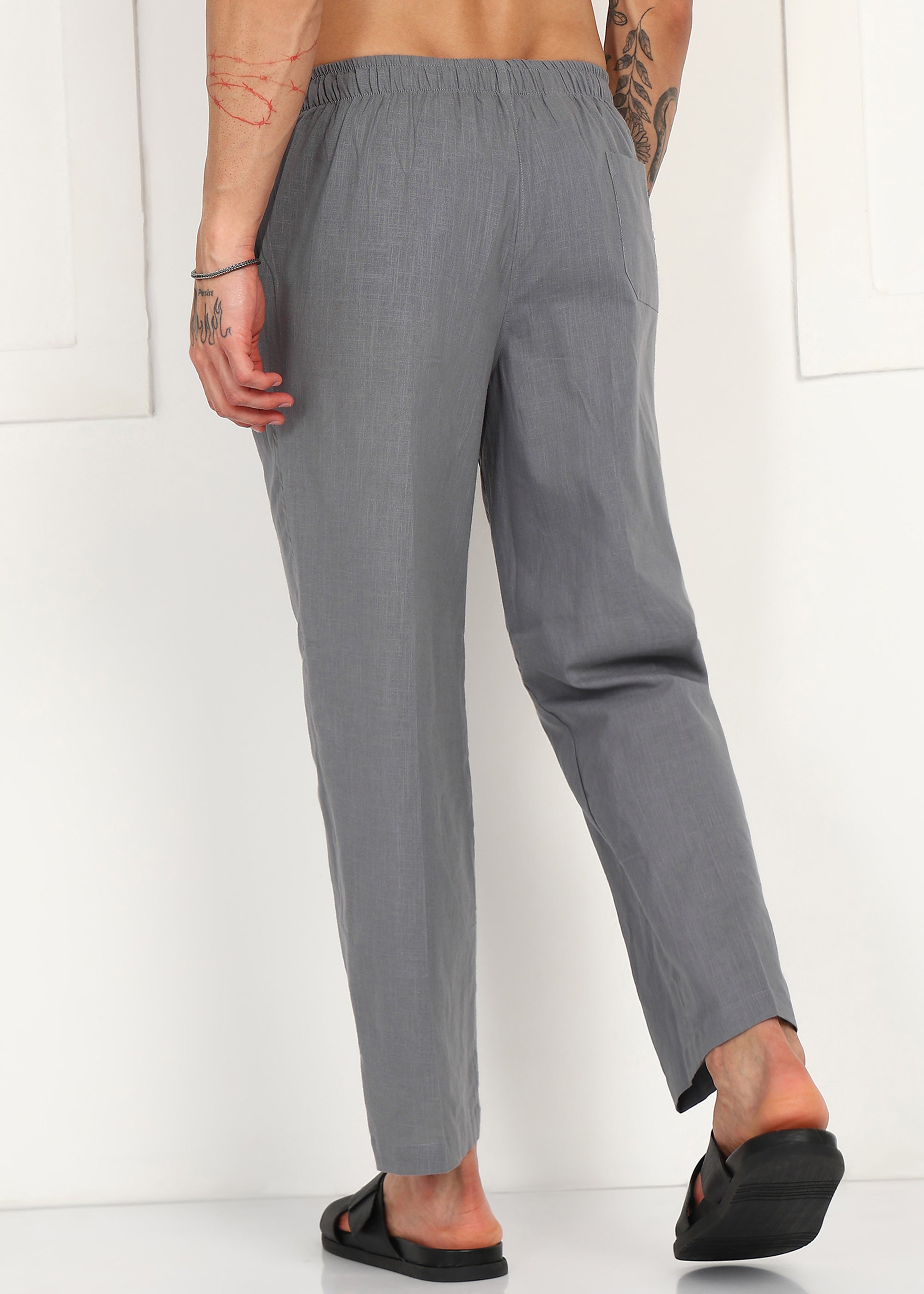 Fabmade Slate Grey Linen Pyjama - Distacart