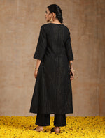 Thumbnail for trueBrowns Black Gold Cotton Angrakha Kurta Set - Distacart