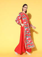 Thumbnail for Ahalyaa Floral Printed Tie-Ups Maxi Ethnic Dress - Distacart