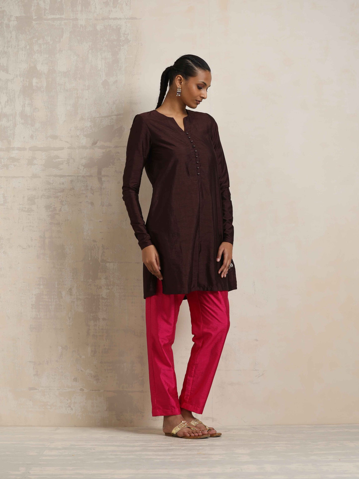 trueBrowns Cola Silk Kurta Co-ord Set - Distacart