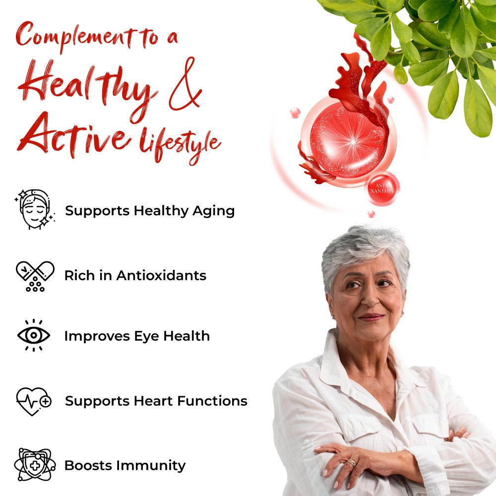 Health Veda Organics Plant Based Astaxanthin Capsules - Distacart