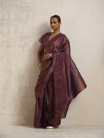 Thumbnail for trueBrowns Purple Gold Metallic Ready To Wear Saree