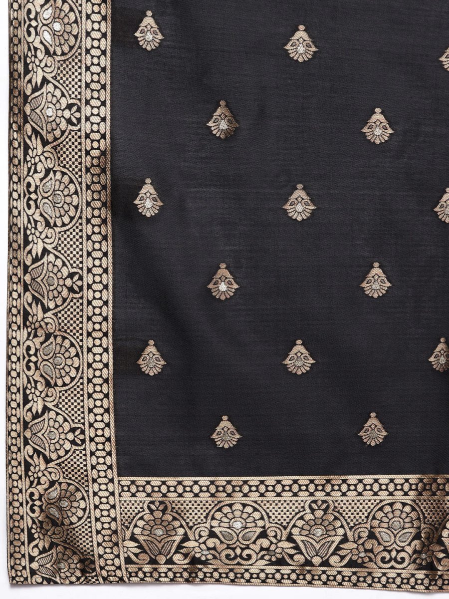 Ahalyaa Unstitched Black Dress Material - Distacart