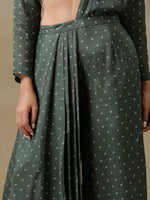 Thumbnail for trueBrowns Dark Green Bandhani Printed Silk Palazzo Stitched Saree - Distacart