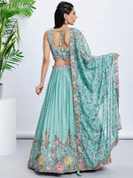 Thumbnail for House of Panchhi Mauve Chiffon Sequins And Thread Embroidery Lehenga Choli & Dupatta - Distacart