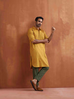 Thumbnail for trueBrowns Men's Mustard Cotton Kurta