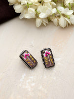 Thumbnail for trueBrowns Silver Tone Handpainted Stud Earrings - Distacart