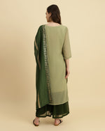Thumbnail for Varanga Green Sequened Kurta With Sharara And Sequened Ombre Dupatta