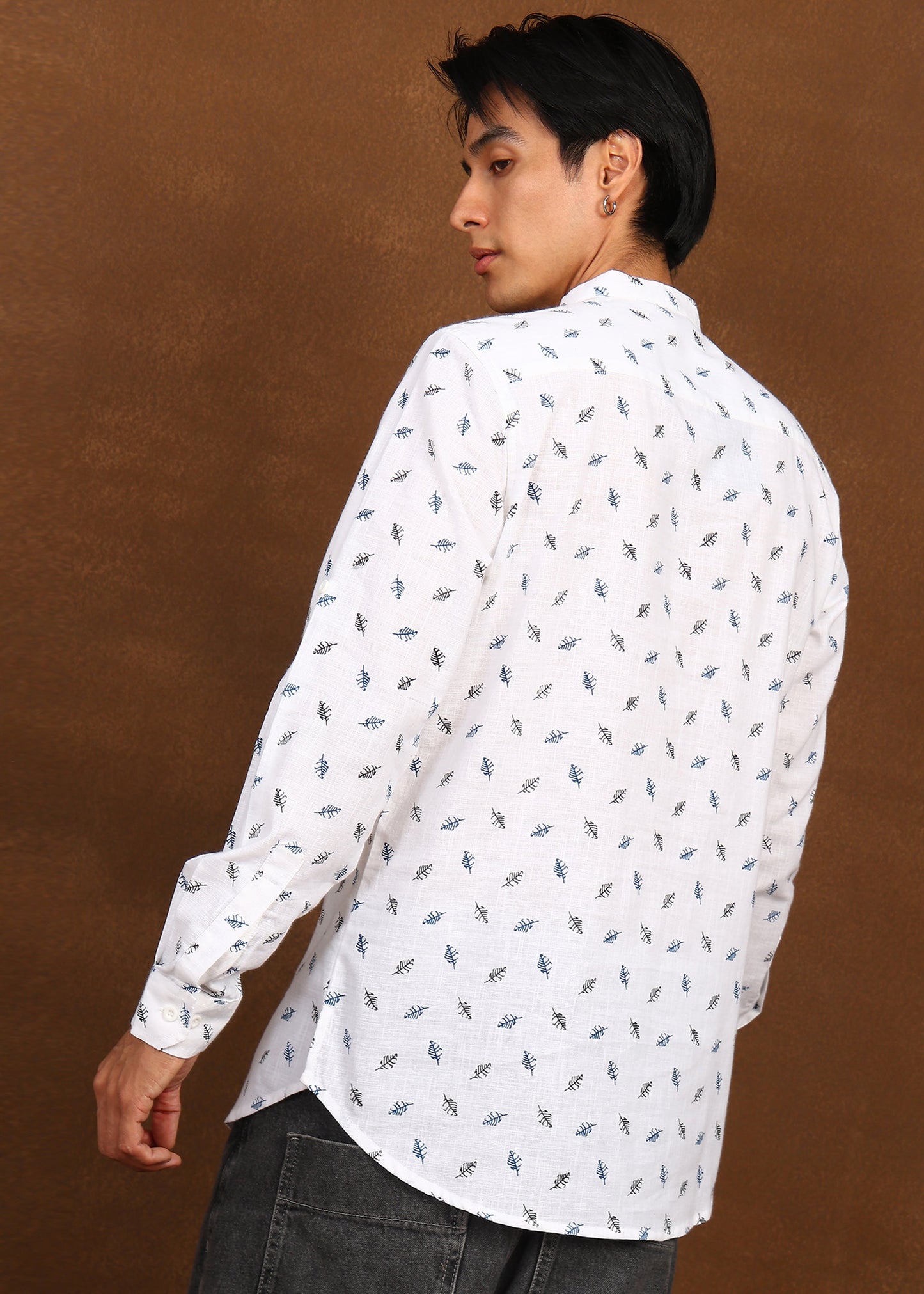 Fabmade Ivory Leaf Linen Kurta - Distacart