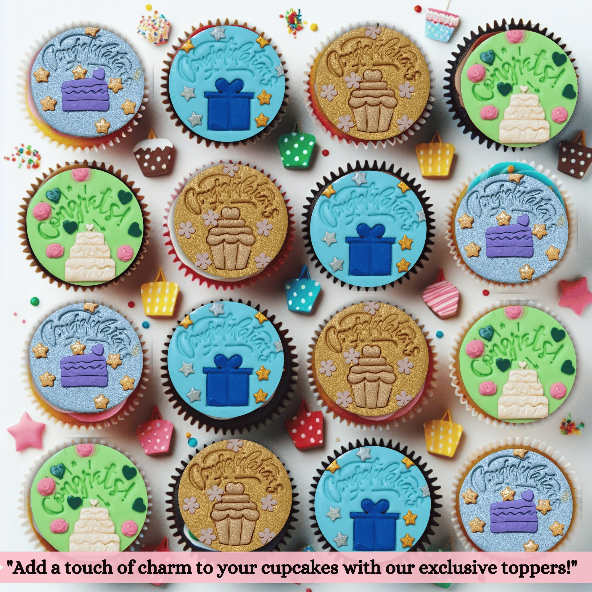 confect congratulations toppers for cakes cupcakes cake decorations supplies 100gms ct 05