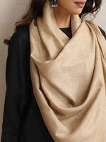 Thumbnail for trueBrowns Beige Floral Jaal Woollen Stole
