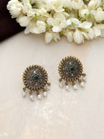 Thumbnail for trueBrowns Silver Gold Tone Floral Stud Earrings - Distacart