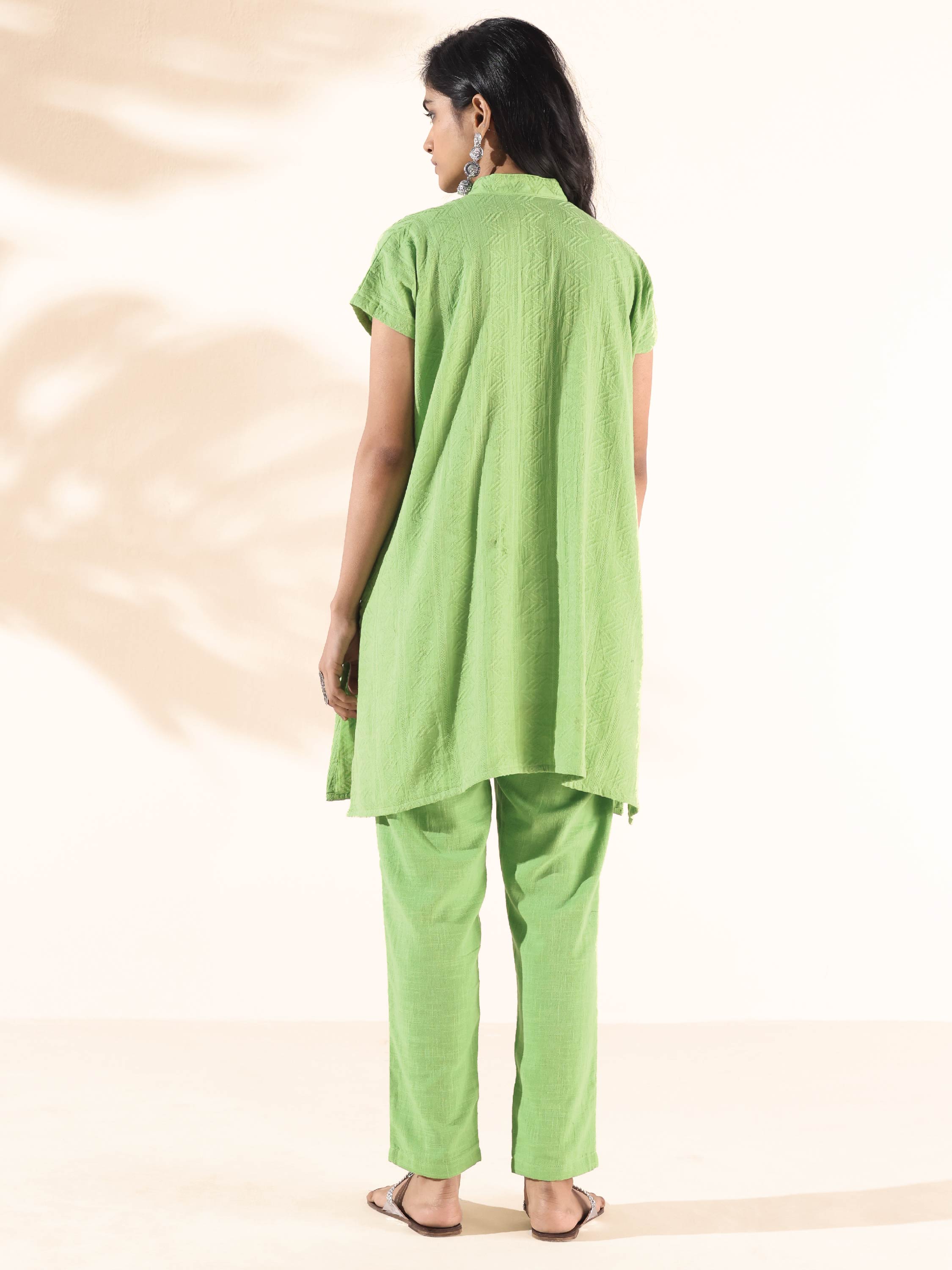 trueBrowns Green Cotton Dobby Shirt Co-ord Set - Distacart
